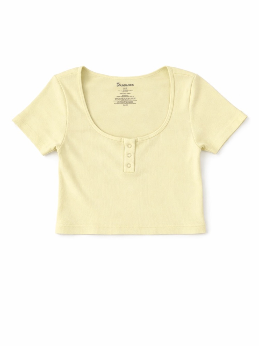 No Boundaries Pale green Ribbed Scoop Neck Henley Crop Top